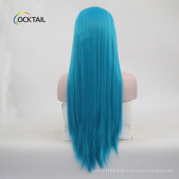 Customize available high temperature fiber green colour synthetic front lace wig
